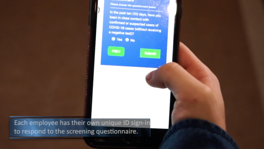 Unique QR/NFC code sign-in for employee health screening